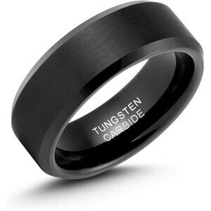 Tungsten Titanium Rings for Men, 6MM 8MM Black Mens Wedding Band, Custom Engrave